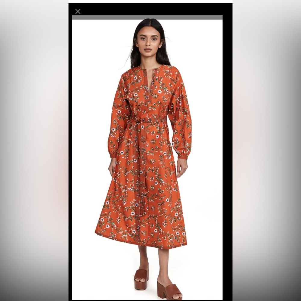 Tory Burch Printed Tunic Dress, Rust Lyonnaise Floral, size 2, NWT, price firm